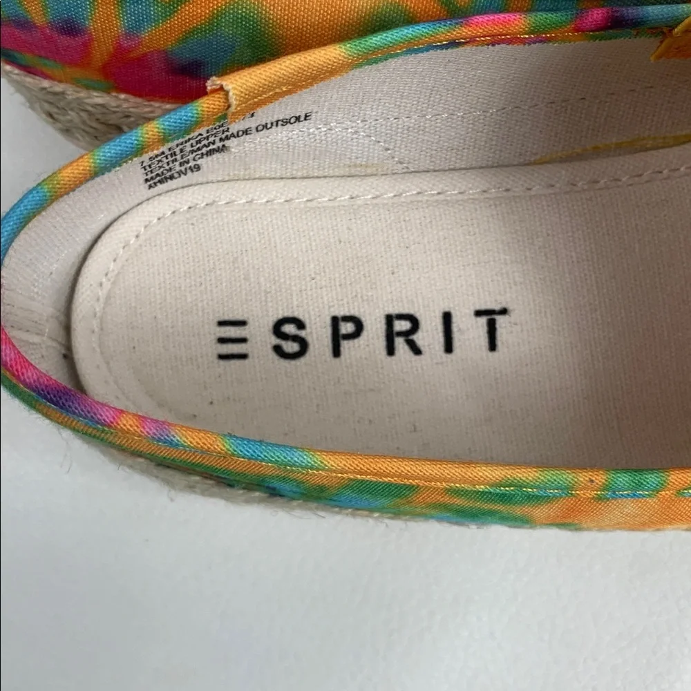 Esprit Erika Colorful Rainbow Tie-Dye Espadrilles shoes flats size 7.5 NEW NWT